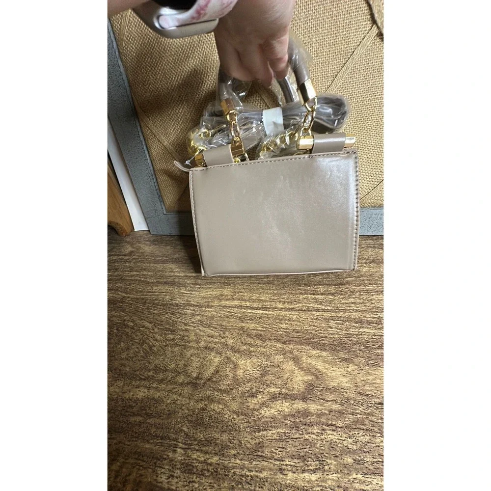 NWT Bebe Nola Mini Satchel with Credit Card Organizer—Light Taupe